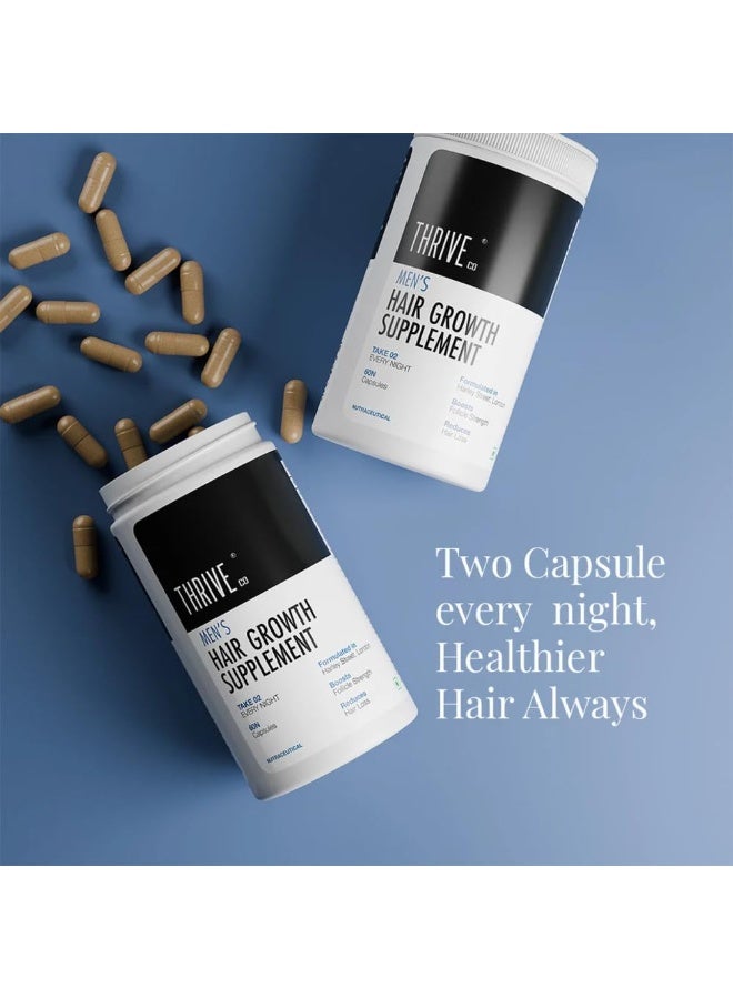 ThriveCo Men's Hair Growth Supplements | 100% DRUG FREE | All-in-one Hair Vitamin with Biotin, Omega 3, Vitamin-E, Ashwagandha and Natural Extracts| For Hair Fall Control, Regrowth & Follicle Strength| 60 Capsules - Image 2